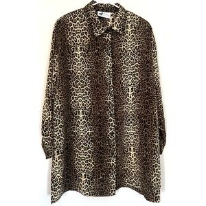Top Notch Tunic Shirt Womens XL‎ Leopard Animal Print Button Up Vintage